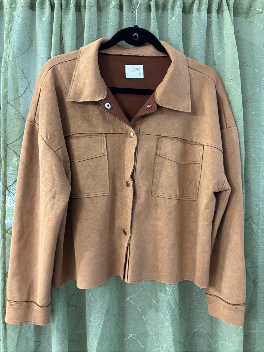 Ci Sono Women's Tan Suede-Style Button Jacket